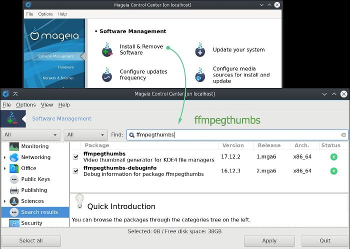 mageia linux install ffmpegthumbs